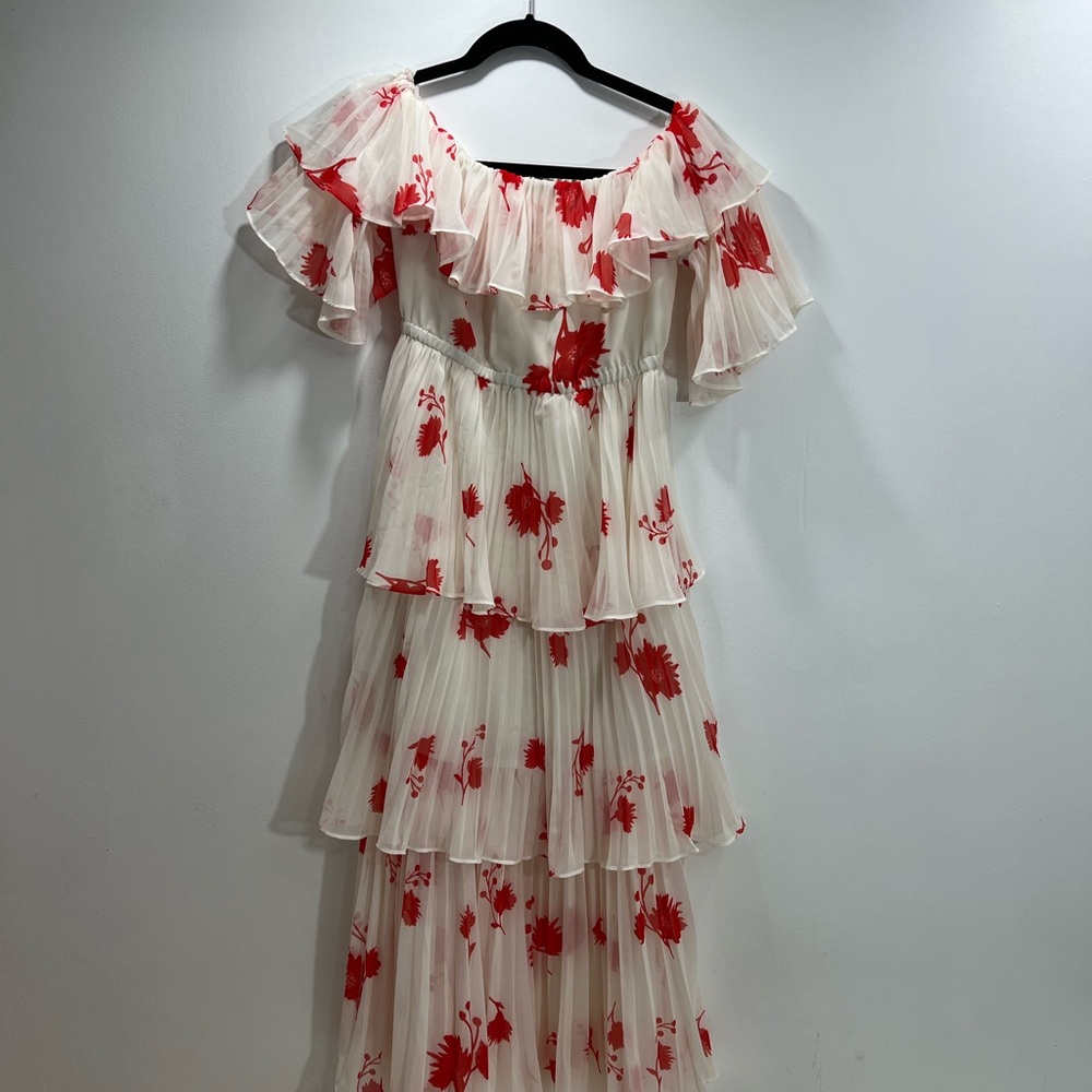 Self-Portrait Printed Midi Length Ruffle Dress